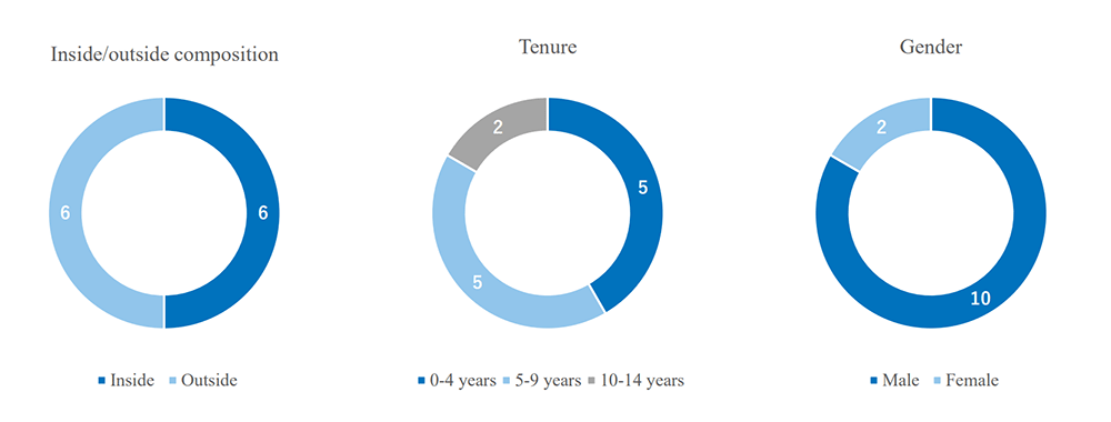 Inside or Outside composition, years in office and gender.