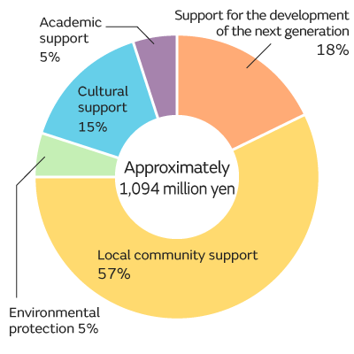 Pie chart showing the percentages of priority areas