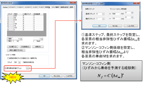 応力解析のステップ解析で、疲労寿命を評価できるようになりました。