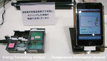 Fig. 7 Energy harvesting module (Thermoelectric power generator + temperature sensor + wireless module)
