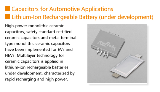 Capacitors for Automotive Applications, Lithium-Ion Rechargeable Battery (under development)