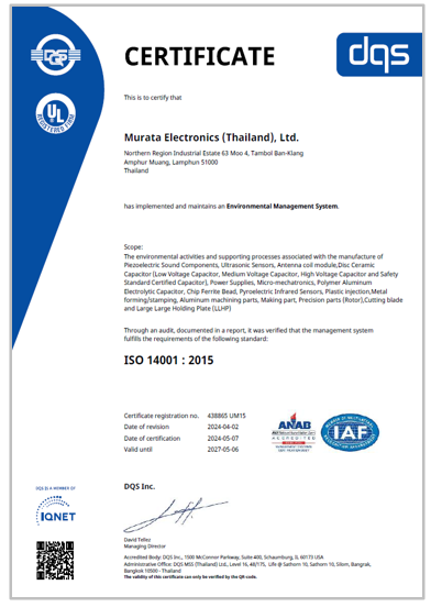 ISO 14001 certification