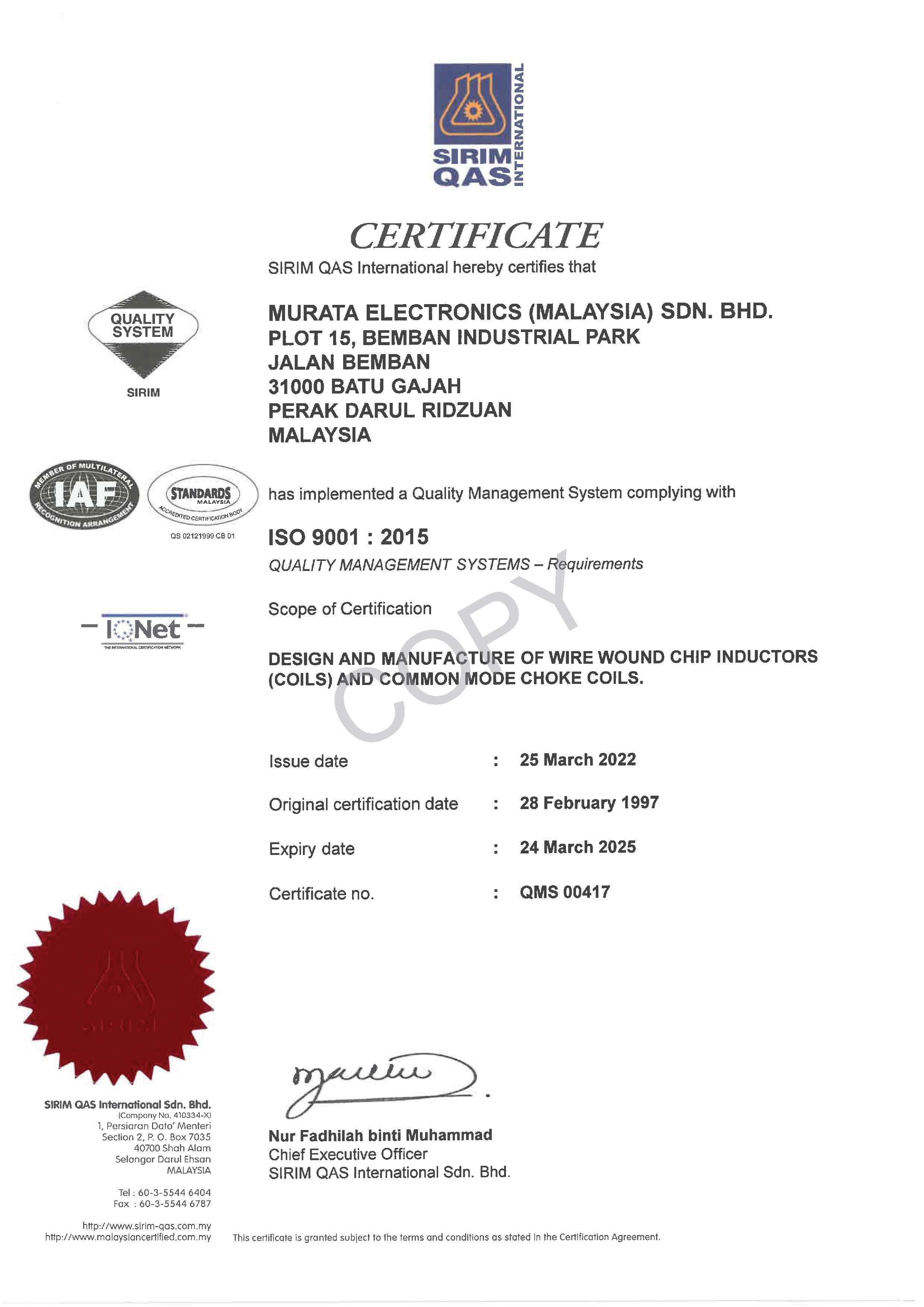 QMS cert-ISO